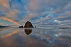 Cannon Beach and Haystack Rock evening light Art Print